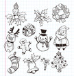 doodle xmas element icon set