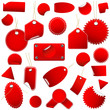 Set of red price tags and stickers