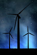 Wind turbines in the night sky