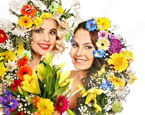 Photo: Woman with make up and flower. Woman with make up and flower.