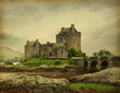 Eilean Donan castle on a cloudy day.  Scotland, UK.