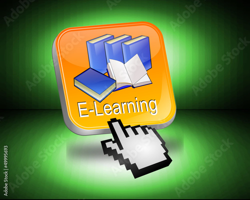 Illustration: E-Learning Button mit Cursor E-Learning Button mit Cursor