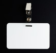 blank white id card on black background