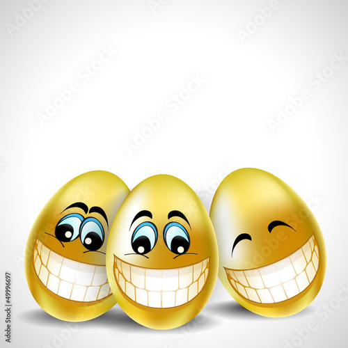 Vector: Golden laughing easter eggs on white background for Happy Easter Golden laughing easter eggs on white background for Happy Easter