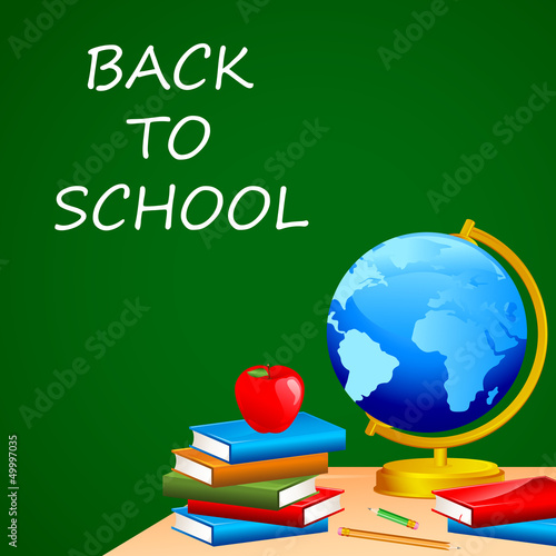 Vector: vector illustration of colorful book with pencil globe and apple vector illustration of colorful book with pencil globe and apple