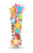 Exclamation mark from colored stars