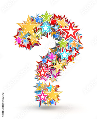 Illustration: Question mark, from colored stars Question mark, from colored stars