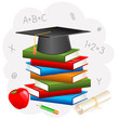 vector illustration of mortar board on book with degree