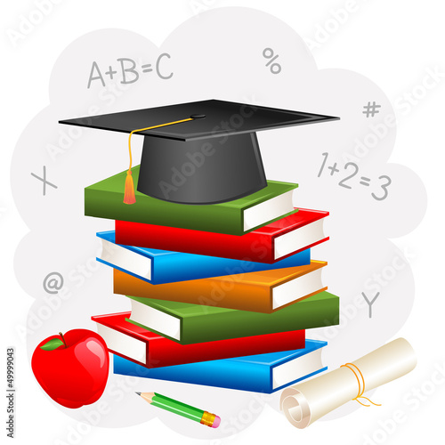 Vector: vector illustration of mortar board on book with degree vector illustration of mortar board on book with degree