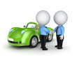 Illustration: 3d small people and green car. 3d small people and green car.