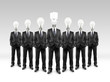 group businessman with lamp-head on a white background