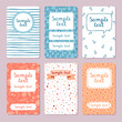 Set of 6 vector illustrated cards templates