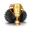4x4 golden trophy cup with tires.