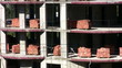 Pallets of bricks at a construction site