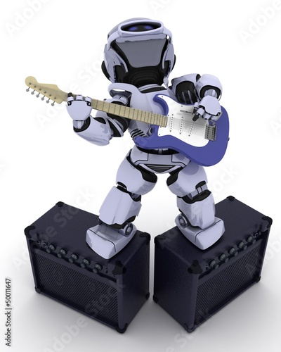 Illustration: Robot playing the guitar Robot playing the guitar