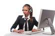 pretty girl works on a computer