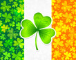 Irish flag with green and orange clovers