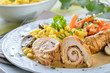 Geflügelrouladen mit Schinken in Senfsoße