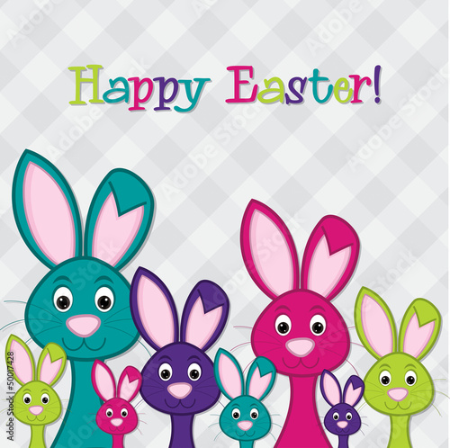 Vector: Hiding Easter Bunnies card in vector format. Hiding Easter Bunnies card in vector format.