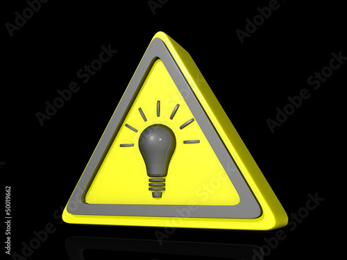 Illustration: Caution Idea Icon Dark BG Caution Idea Icon Dark BG