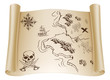 Old Treasure map on scroll