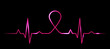 Vector illustration of cardiogram with breast cancer symbol