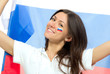 Happy russian soccer fan with russian national flag