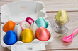 easter eggs in box and holder