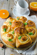 Rolls  stuffed with cottage cheese and orange