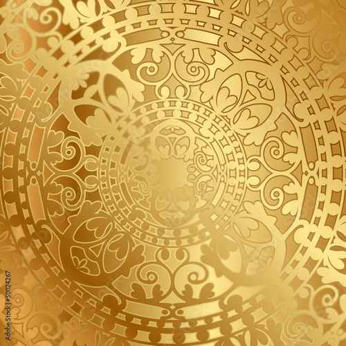 Vector: Vector gold background with oriental decoration Vector gold background with oriental decoration