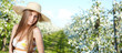beautiful blonde in a spring garden