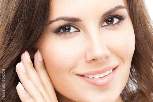Photo: Portrait of beautiful woman, on white Portrait of beautiful woman, on white