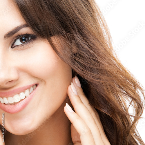 Photo: Portrait of beautiful woman, on white Portrait of beautiful woman, on white