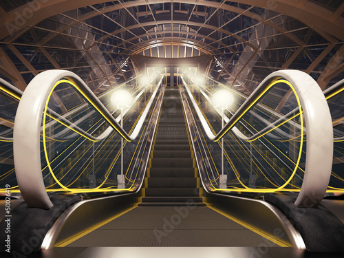 Illustration: Night escalator Night escalator