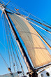 Old Schooner mast, sail and Rope