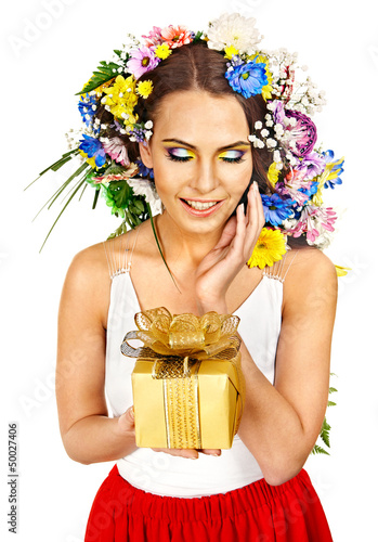 Photo: Close up make up with flower. Close up make up with flower.