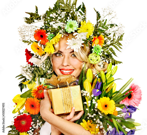 Photo: Close up make up with flower. Close up make up with flower.