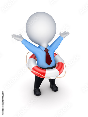 Illustration: 3d small person with lifebuoy. 3d small person with lifebuoy.
