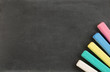 Blank school board with color chalk