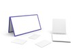 Calendar, notebook and cut-aways