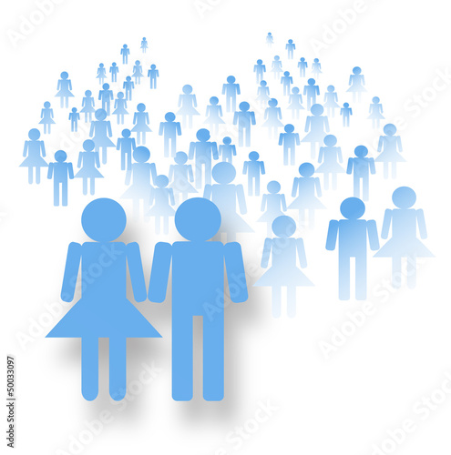 Illustration: Crowd of people male and female icons Crowd of people male and female icons