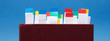 Book with bookmarks on blue background