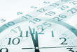Collage with clock and calendar, time concept