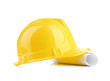 yellow helmet and roll paper
