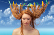 girl drying red hairs