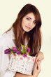 wuth tulips in basket