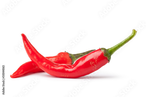 Photo: Fresh red pepper on a white background Fresh red pepper on a white background