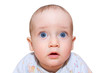 Scared baby isolated on white
