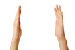 A woman holding something between hands, focus on female hands