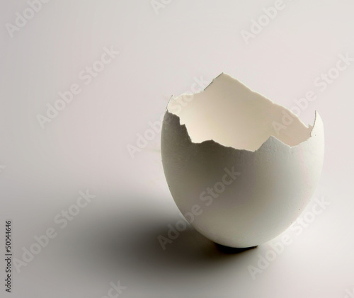 Photo: eggshell on a white background eggshell on a white background